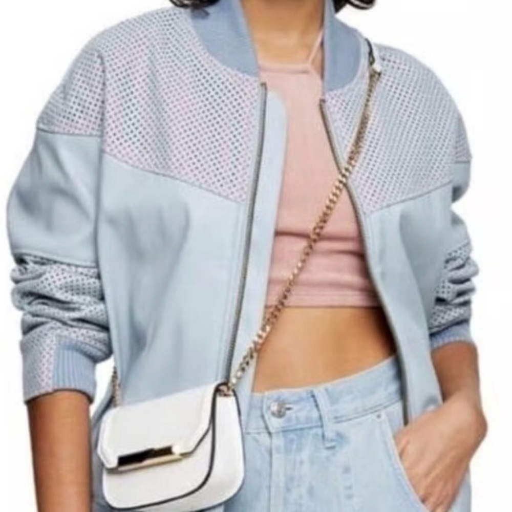 Topshop Sky Blue Bomber Jacket